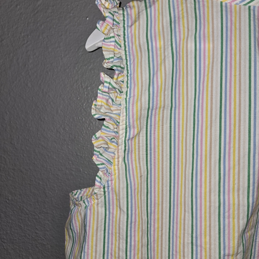 J Crew Factory Multi Color Pinstripe Ruffle Blouse Size 18 - Picture 11 of 15